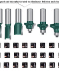Router Bit Set Half Inch Shank 41 Piece Panel Ogee Door Rail Stile Cabinet Router Bits For Woodworking Pro Grade Heavy Duty Carbide.