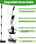 Heavy Duty Dethatching Rake With Stainless Steel Adjustable Handle 36 To 63 Inches Dual Sided Tines For Lawn Thatch Removal Aeration Moss And Dead Grass 2 In 1 Design Garden Landscape Tool For Soil Prep details