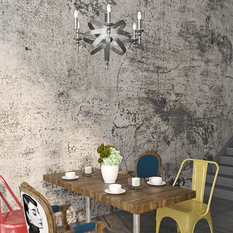 Stained Grey Concrete Contact Paper 15.7in By 240in Peel And Stick Self Adhesive Removable Faux Cement Wallpaper on dining wall