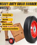 6 Inch By 1.5 Inch Flat Free Solid Rubber Tire And Wheel Assemblies Pack Of 2 Beefy Built Hand Truck Wheel Replacement