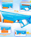 Electric Water Gun for Pool with Type C Charging Fast Fill Water Beast Mode Automatic Squirt Blaster for Long Range Battles High Powered Auto Water Blaster Pool Toy Blue with waterproof ABS body