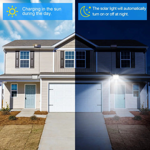 Outdoor Solar Flood Lights 1500LM Dusk To Dawn With 5M Detachable Cable Motion Sensor 3 Modes security lighting on house