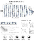 Diagram showing Boho Peel And Stick Wallpaper Stripe Removable Navy And White Chevron Vinyl Contact Paper Mural pattern details