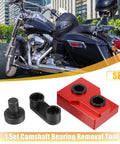 Harley Davidson Twin Cam Camshaft Bearing Removal Tool Kit for 1999 2006 Models Pro Grade Installer Set with bike in background