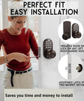 Woman installing Keyless Entry Digital Door Knob Lock With Keypad For Front Doors, Adjustable Latch, Oil Rubbed Bronze