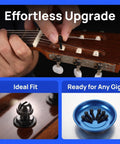 Black M2.5x18.5mm Tuner Peg Screws And Washers For Classical Guitar Machine Heads shown being installed on guitar.