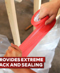 Hands using Heavy Duty Construction Seam Tape 3 Inch By 55 Yard Pack for epoxy resin molding and sealing exterior joints.