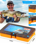 Man holding fish next to All In One Fishing Lure Kit With 137 Piece Tackle Box Included Crankbaits Spoons Hooks Weights And More Freshwater Bass Gear