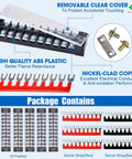 12 Pack 10 Position Screw Terminal Blocks With Covers And Ground Pluggable PCB And Busbar 600V 15A Dual Row Insulated Beefy Copper Conductors