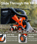 Awesome Walk Behind Gas Leaf Vacuum Mulcher Chipper With Seven HP 209 CC Engine Ten To One Mulch Ratio in use on grass