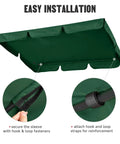 Outdoor Swing Canopy Replacement UV30 Plus 180Gsm Green Canopy Top 76x44 Inches with hook and loop fasteners.