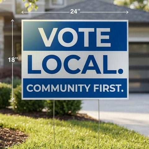 Totally Customizable 24x18 Yard Sign With Metal H Stakes, Double Sided Full Color Print Outdoor Corrugated Plastic