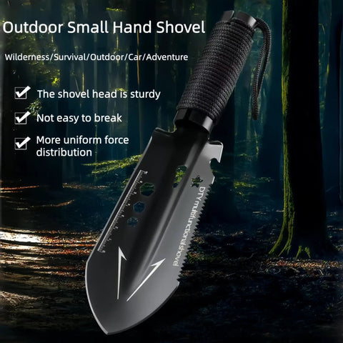 Ultra Lightweight Nine In One Camping Shovel Multitool With Bottle Opener Nail Puller Ruler Hex Wrench Saw For Backpacking Hiking Gardening And Outdoor Survival Black