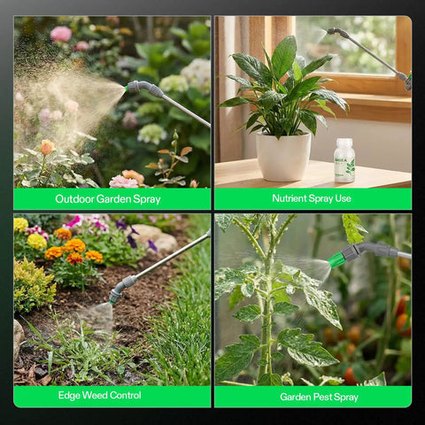 1 Gallon Garden Sprayer With 3 Nozzles For Plants Weeds And Lawn Care in action for garden, indoor plants, weed control
