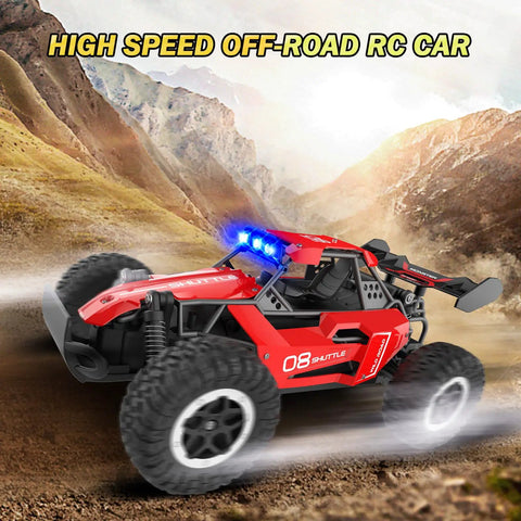 Ultra Fast 2.4GHz Remote Control Monster Truck For Kids 3 4 5 6 7 Plus With LED Headlights 20 KMH Top Speed 2WD Alloy Chassis RC Car