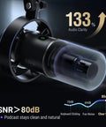 Dynamic USB XLR Podcast Microphone Kit With Boom Arm For PC And Mixer, Gaming Microphone With Mute Button Close-up