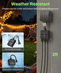 Weather-resistant No Fuss Outdoor Light Timer with 3 Grounded Outlets Waterproof Dusk To Dawn Controller for string lights installation