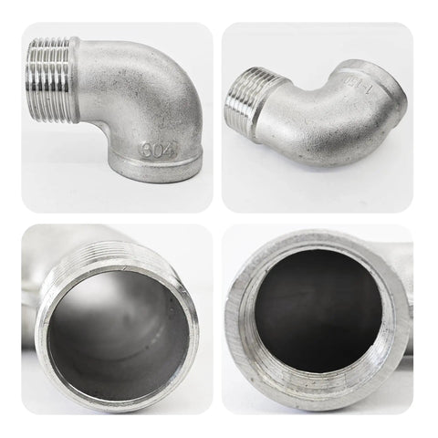 90 Degree Street Elbow 1 Inch NPT Male To Female Stainless Steel 304 Pipe Fittings For Water And Air Lines, Close-Up Views