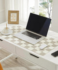 Large Checkered Desk Pad 31.5 Inch By 15.7 Inch Premium PU Leather Desk Mat Waterproof Surface For Keyboard, Mouse, And Laptop