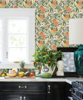 Kitchen with Pip And Lo Ochre Clementine Garden Peel And Stick Wallpaper Bohemian Self Adhesive Safe For Walls 20.5 Inch By 18 Foot