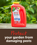 Red container of Garden Perimeter Insect Granules 3lb For Fast Acting Protection Against 100 Plus Pests Safe On Lawns.