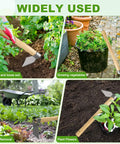 Heavy Duty Curved Garden Hoe Workhorse 15 Inch Stainless Steel Mattock With Wooden Handle used in gardens and backyards