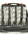 Six piece annular cutter set for Heavy Duty Magnetic Drill Press That Is A Total Knockout With Six Piece Annular Cutter Set For Badass Steel Jobs And Quick Setup On Any Job Site.