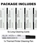 Pro Gear Thermal ID Card Printer Maintenance Kit includes five long cleaning cards and one thermal printer cleaning pen.