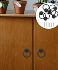 Vintage Style Metal Drawer Handles With Drop Ring Pulls, 6 Pack For Wardrobes, Cabinets And Dressers shown installed on cabinet