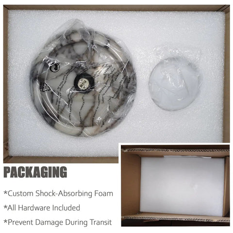 Alabaster Wall Sconce, 7.5" Natural Marble Wall Lamp with Milk Glass Shade wrapped in protective foam packaging.