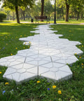 Installed Leaf Pattern Concrete Paver Mold For Pathways And Patios Reusable Stone Garden Mold DIY Landscape Paving Tool For Easy No Fuss Patio Walkways And Decorative Squares For Outdoor Projects