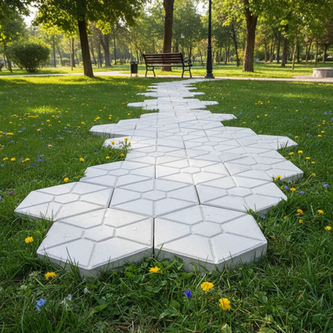 Installed Leaf Pattern Concrete Paver Mold For Pathways And Patios Reusable Stone Garden Mold DIY Landscape Paving Tool For Easy No Fuss Patio Walkways And Decorative Squares For Outdoor Projects