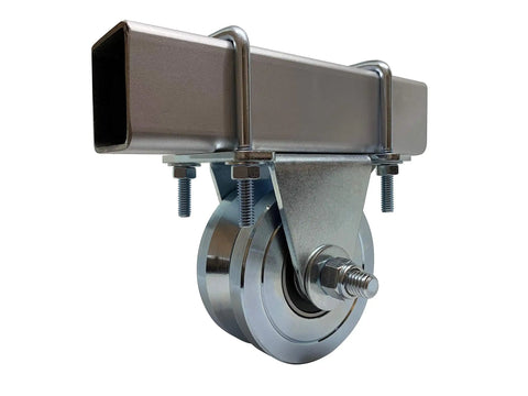 Heavy Duty V Groove Gate Wheels With Double Bearings Bolted External Mount Cradle For Inverted V Track Gates Up To 3000 Lbs