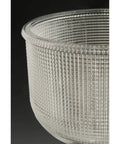 Close-up of clear double prismatic glass shade from Archie Collection Clear Double Prismatic Glass Coastal Bath Vanity Light Fixture.