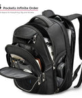TSA Approved Laptop Backpack With USB Charging Port, RFID Safe Pockets, 15.6 Inch Tech Carrier for men shown with open pockets
