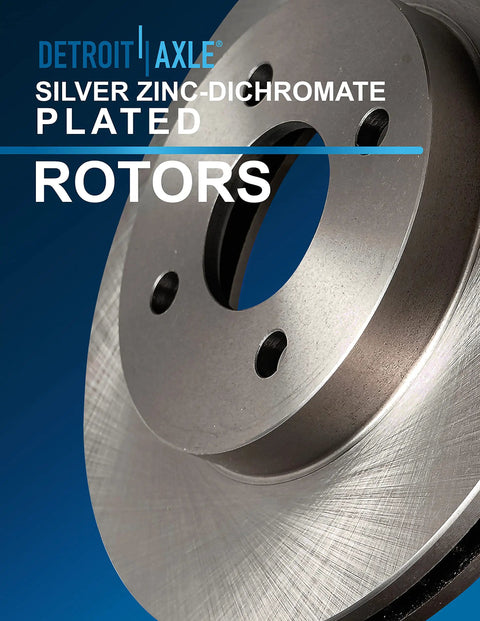 Front Brake Kit With 11.02 Inch Rotors And Ceramic Pads For 2009 To 2014 Nissan Cube And 2007 To 2012 Sentra Versa Replacement Disc Brake System Premium Quality Direct Fit Easy Install, silver zinc dichromate plated rotor close-up.