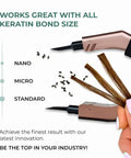 Pro Grade Keratin Fusion Tool For Hair Extensions With Slim Long Heating Plates Adjustable Temperature Rose Gold shown in use