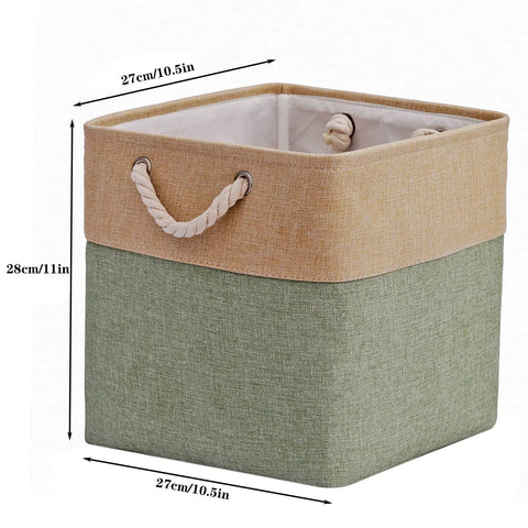 Large Cube Storage Baskets For Clothes Toys Towels Books Collapsible Canvas Bins With Cotton Handles Tough As Nails And Built To Last