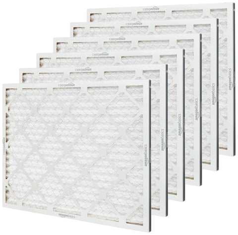 6 pack of 20x25x1 Air Filter MERV 8 for HVAC Furnace and AC, electrostatic design, stacked view improving air quality and efficiency