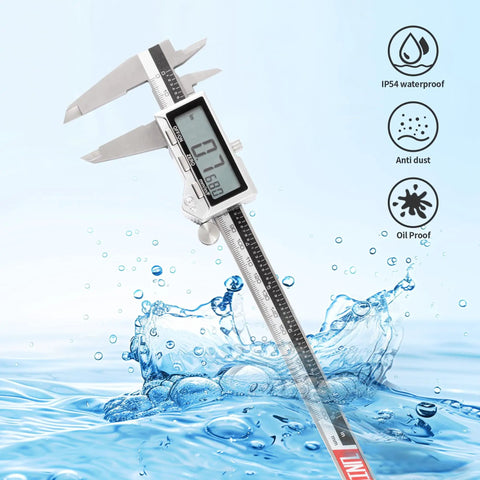 8 Inch Digital Caliper In Stainless Steel IP54 With Inch Millimeter Fraction Conversion And Large LCD Screen 0.001in Precision