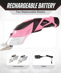 Handle Every Project Task Without Breaking A Sweat With These Cordless Electric Scissors featuring a pink ergonomic grip and dual blades.