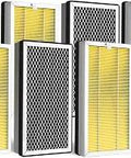 Eight yellow air replacement filters for home air purifiers and systems easy install pro quality replacement that keeps your indoor air fresh clean and ready to breathe easy durable and reliable, shown stacked.