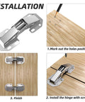 Installation guide for Frameless Cabinet Hidden Hinges 90 Degree No Fuss Quick Install 8 Pack with step-by-step images