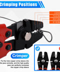 Ultimate Pro Grade Fishing Crimping Tool Kit with high carbon steel pliers showing 4 crimping positions on nickel-coated jaws.