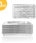 40 Pack Disposable Aluminum Broiler Pans, 13.38 by 8.81 by 1.06 Inches, thick aluminum foil, stacked view, nonstick grilling trays