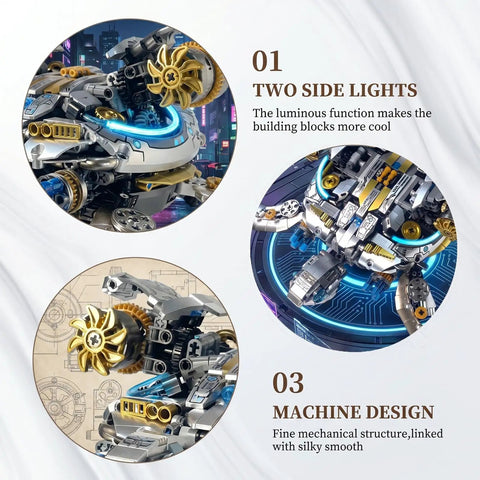 Mechanical Sea Turtle Gear Driven Model Kit With 1277 Pieces, steampunk build with LED side lights and gears