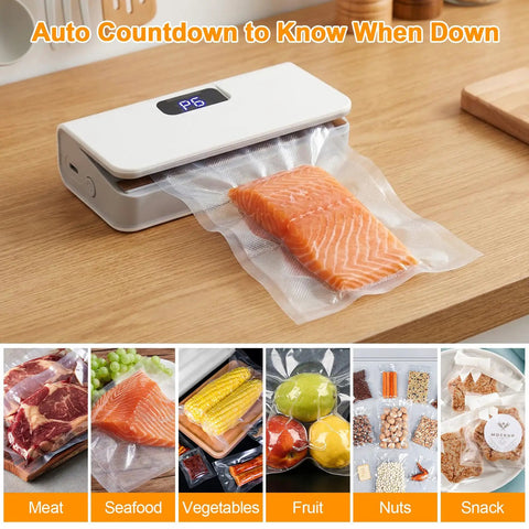 Mini Bag Sealer 2 In 1 Heat Sealer And Cutter With Rechargeable Battery And LED Display sealing salmon in Mylar bag