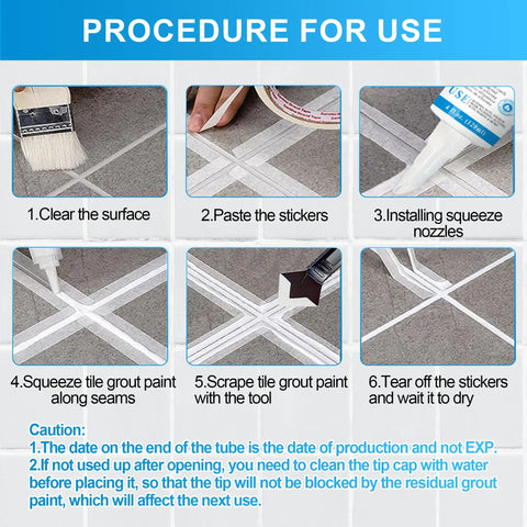 Procedure for using Clear Waterproof Caulk And Seal Silicone Sealant Duo Pack With Grout Repair Kit And Scraper, Shrink Proof.