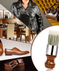 Durable Horsehair Bristle Brush For Gentle Leather And Wood Treatment straight up premium wax applicator with wooden handle.