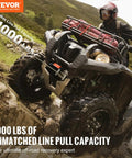 VEVOR 4000 Lb Electric Winch For Atv And Utv Recovery mounted on ATV, showcasing its 4000 lbs capacity in rugged terrain.